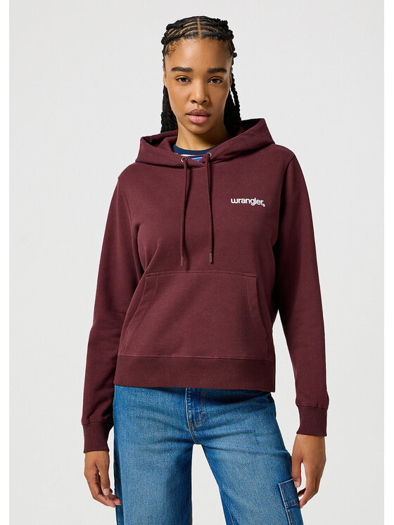 Wrangler Wrangler Felpa REGULAR HOODIE Rosso Loose Fit