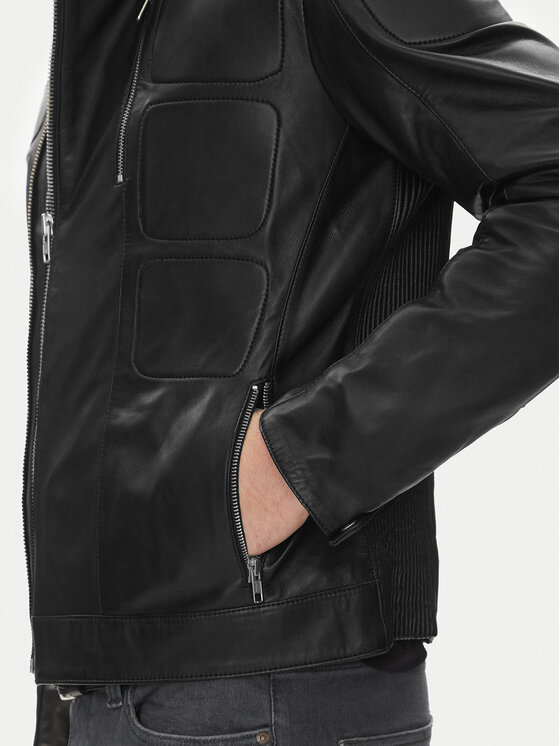 Serge Pariente Serge Pariente Lederjacke Couture Schwarz Slim Fit