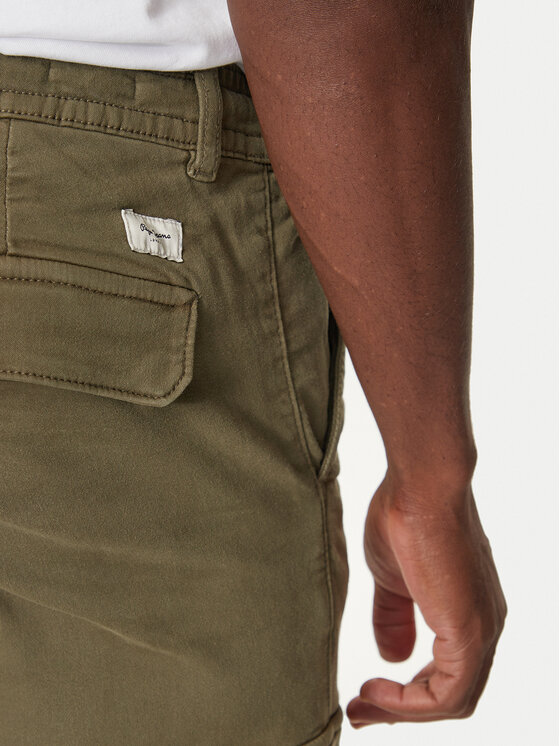 Pepe Jeans Pepe Jeans Kalhoty z materiálu PM211725 Zelená Slim Fit