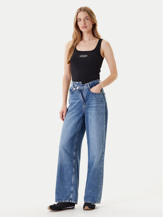 Guess Jeans Guess Jeans Top W5YP35 KA0H1 Černá Regular Fit
