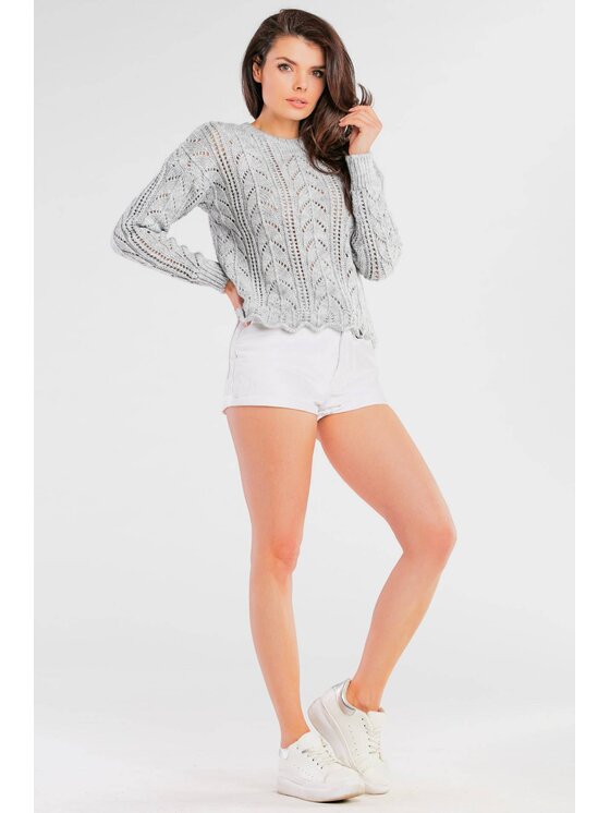 Awama Awama Sweter A446 Szary Basic Fit