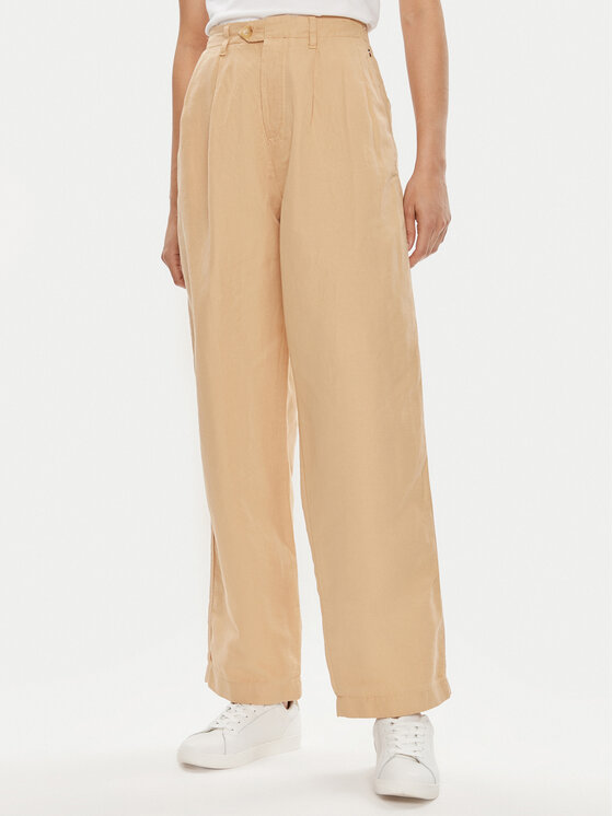 Tommy Hilfiger Tommy Hilfiger Kalhoty z materiálu WW0WW41355 Béžová Relaxed Fit
