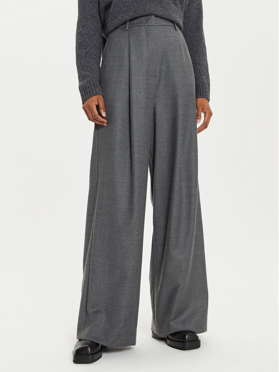 Weekend Max Mara Bavlnené nohavice Melodia 2425136142 Sivá Wide Leg