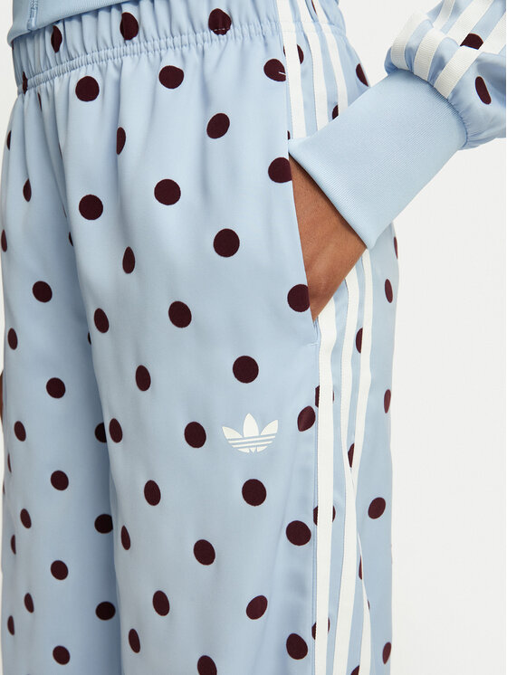adidas adidas Donji dio trenerke Satin Polka Dots Wide Leg Pant KV1170 Svijetlo plava Relaxed Fit