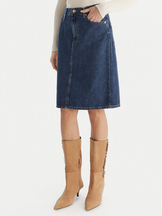 Tommy Hilfiger Tommy Hilfiger Дънкова пола WW0WW45666 Тъмносин Straight Fit