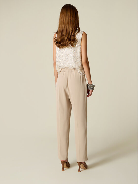 Oltre Oltre Pantaloni di tessuto P05QR009661N003 Crema Regular Fit