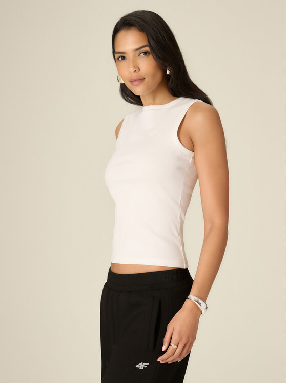 4F 4F Tank top ESSENTIAL 3 Biały Slim Fit