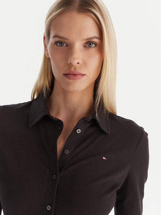 Tommy Hilfiger Tommy Hilfiger Marškiniai 1985 WW0WW43528 Juoda Slim Fit