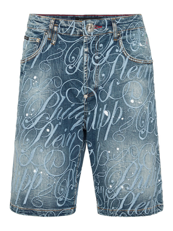 PHILIPP PLEIN PHILIPP PLEIN Džínové šortky 24311 Modrá Regular Fit