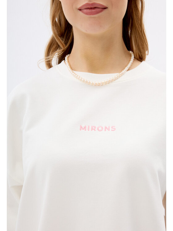 Mirons Mirons T-Shirt Print Biały Oversize