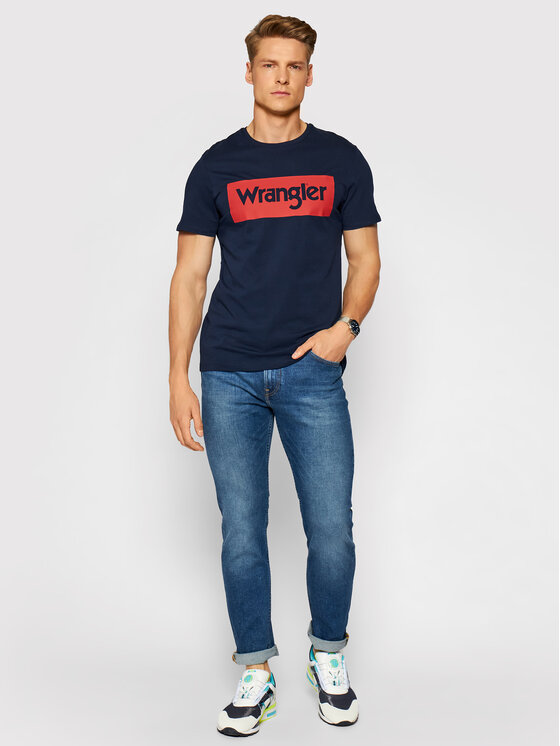 Wrangler Wrangler T-shirt Logo Tee W742FK114 112131081 Blu scuro Regular Fit