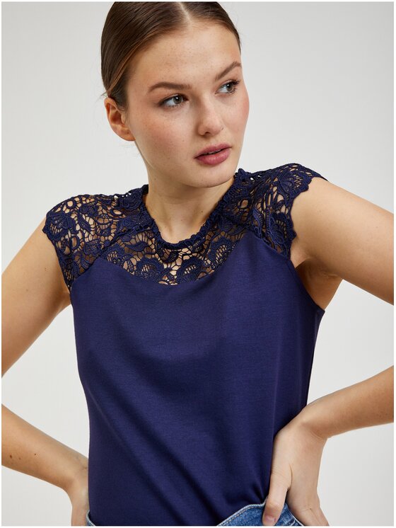Orsay Orsay T-Shirt 152119-575000__L Granatowy Regular Fit