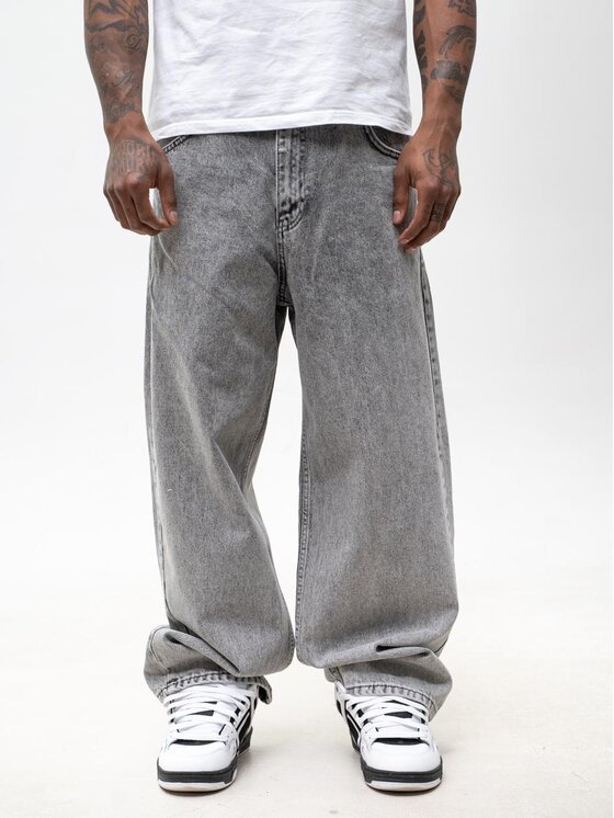 Jigga Wear Jigga Wear Jeansy Szerokie luźne streetwear uliczne premium 129195 Szary Baggy Fit
