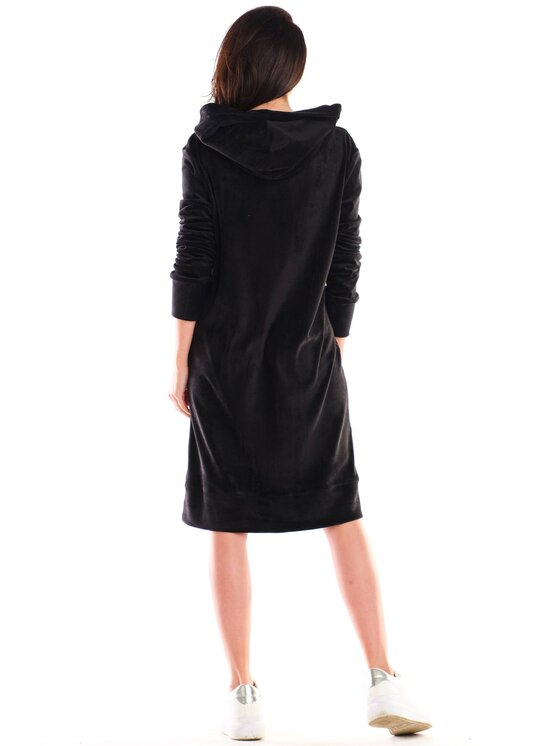 Awama Awama Sukienka dzianinowa A414 Czarny Basic Fit