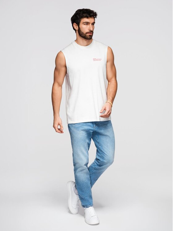 Ombre Ombre Tank top OM-TSTT-0243 Biały Loose Fit