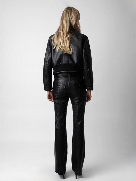 Zadig & Voltaire Zadig & Voltaire Spodnie skórzane RWPA077NOIR Czarny Modern Fit
