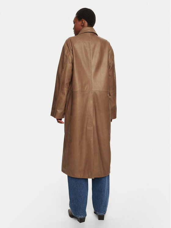 Herskind Herskind Bőr kabát Halston 5470175 Barna Loose Fit