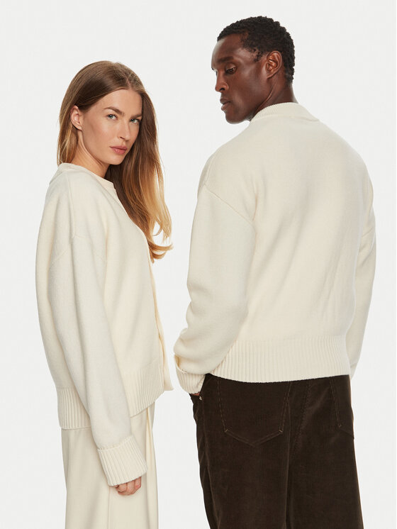 AMI PARIS AMI PARIS Kardiganas BFUKC002018 Écru Regular Fit