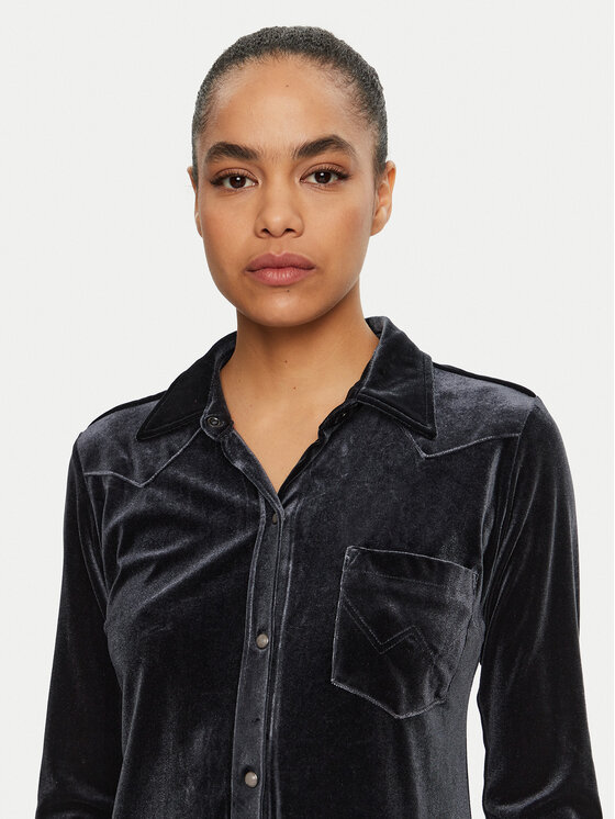 Wrangler Wrangler Rochie tip cămașă 112356506 Negru Slim Fit