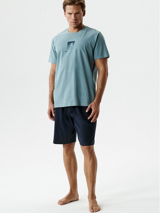Atlantic Atlantic Piżama Palm Niebieski Regular Fit