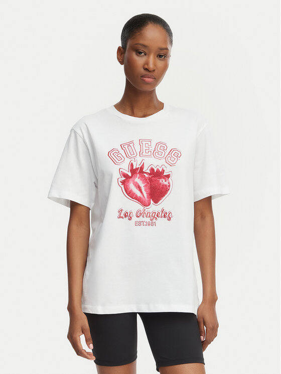 Guess Tricou V6GI14 K2981 Alb Relaxed Fit