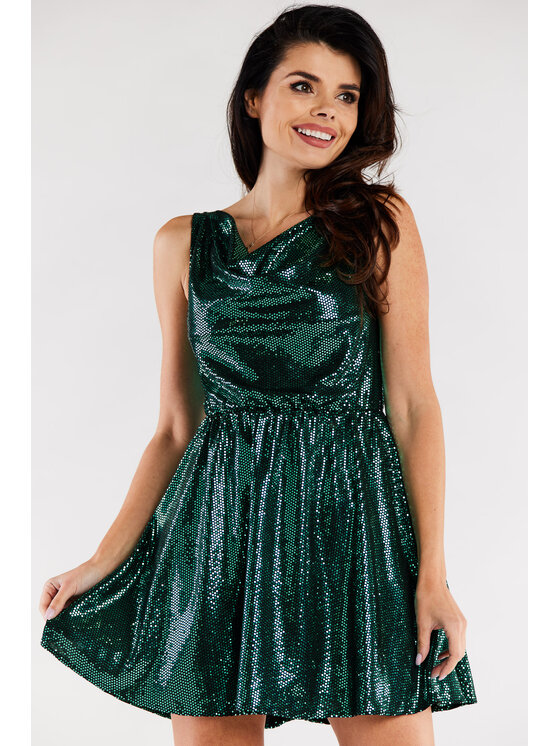 Awama Awama Sukienka wieczorowa A562 Zielony Basic Fit