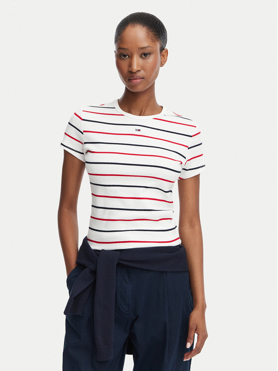 Tommy Jeans Tommy Jeans T-krekls Essential DW0DW17383 Balts Slim Fit