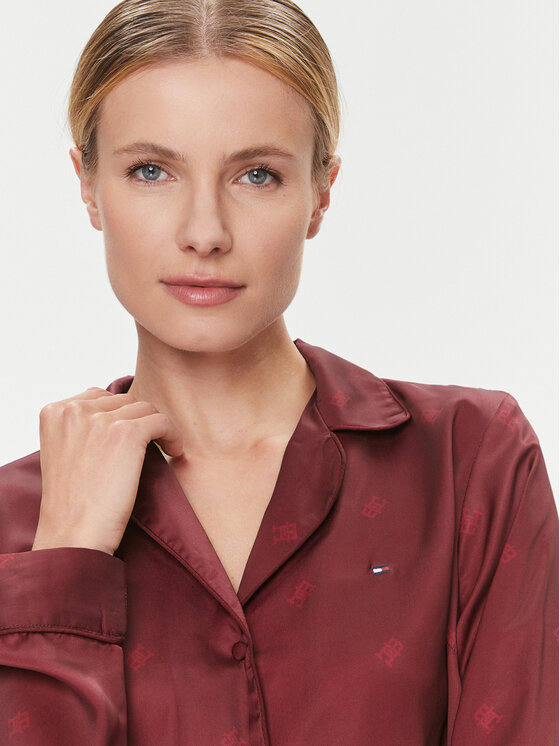 Tommy Hilfiger Tommy Hilfiger Piżama UW0UW04830 Bordowy Relaxed Fit