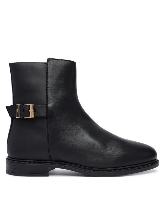 Tommy Hilfiger Tommy Hilfiger Členková obuv Th Buckle Leather Ankle Boot FW0FW09486 Čierna