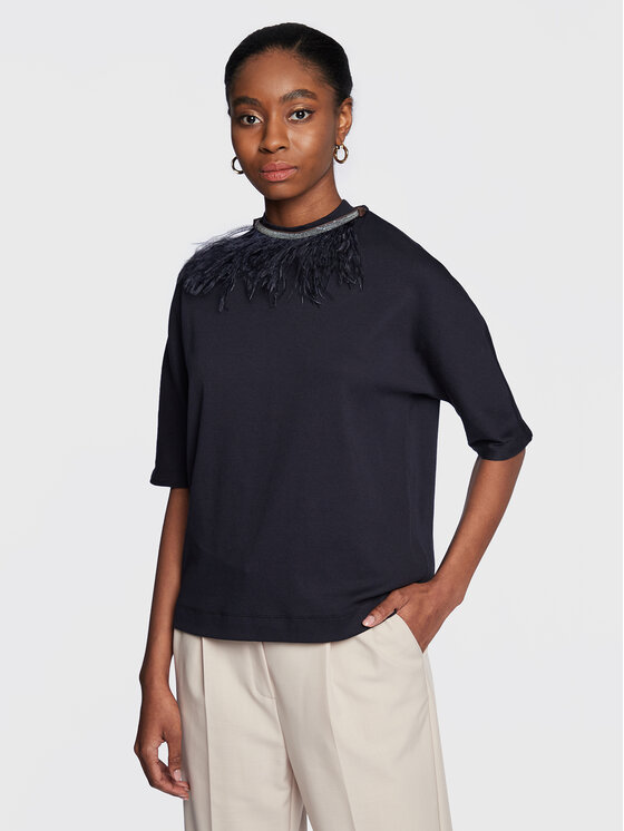 Fabiana Filippi Bluza JED222B710 Mornarsko modra Regular Fit