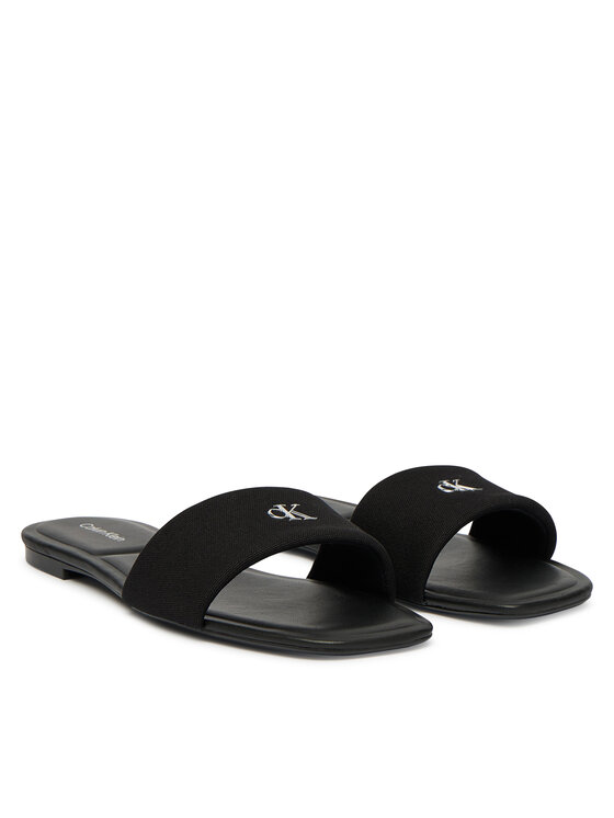 Calvin Klein Calvin Klein Şlapi Square Flat Sndl Canvas Hw HW0HW03129 Negru