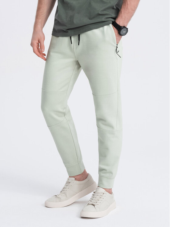 Ombre Ombre Spodnie dresowe OM-PASK-0142 Zielony Regular Fit