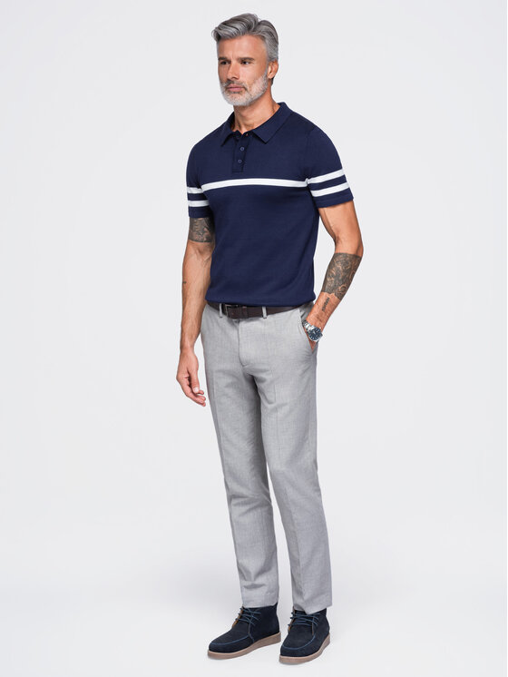 Ombre Ombre Polo OM-POSS-0177 Biały Regular Fit