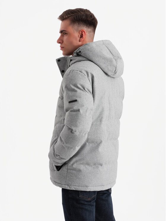 Ombre Ombre Vatovaná bunda OM-JAHP-0203 Šedá Regular Fit