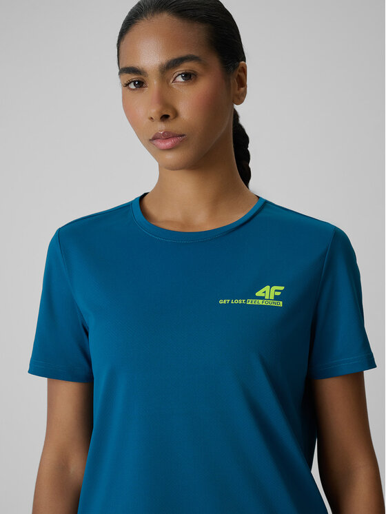 4F 4F Koszulka rowerowa GET LOST FEEL FOUND Turkusowy Regular Fit