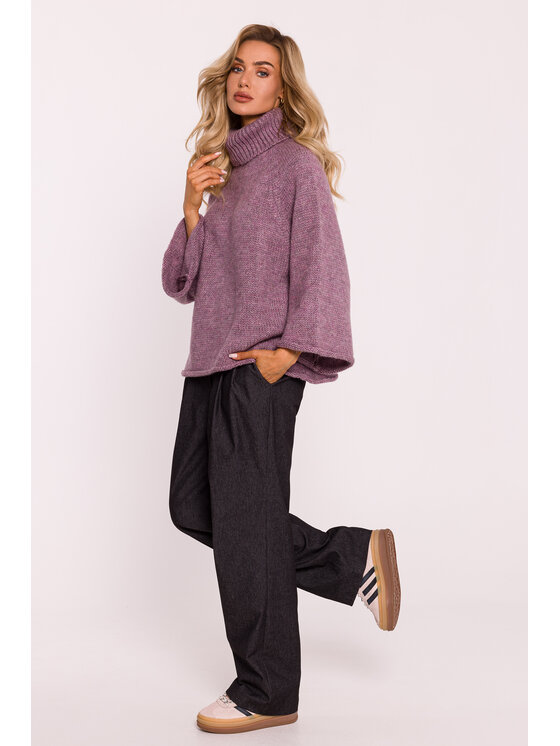 Made of Emotion Made of Emotion Sweter M822 Fioletowy Baggy Fit