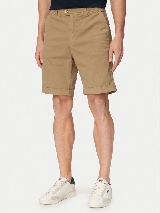 Aeronautica Militare Pantalon scurți din material 261BE0278UCT04292 Bej Regular Fit