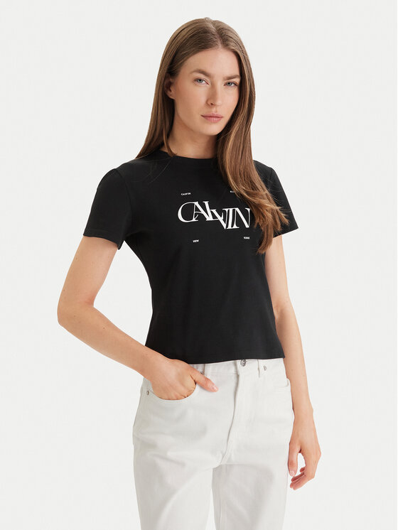 Calvin Klein Jeans Tricou Seasonal LV047F808G Negru Slim Fit