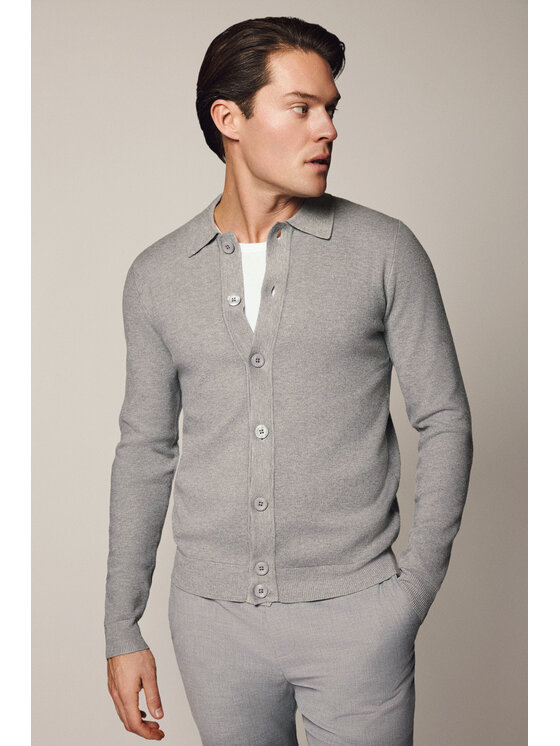 Lancerto Lancerto Kardigan Bertil SW073125000002 Szary Slim Fit