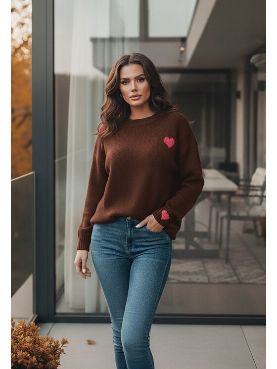 FIGL FIGL Svetr M1240 Hnědá Regular Fit