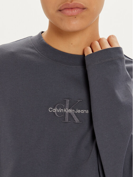 Calvin Klein Jeans Calvin Klein Jeans Blúzka Monologo J20J224200 Sivá Relaxed Fit