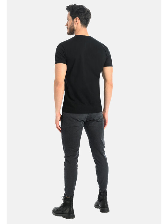 Teyli Teyli T-Shirt męski bawełniany Luca Czarny Classic Fit