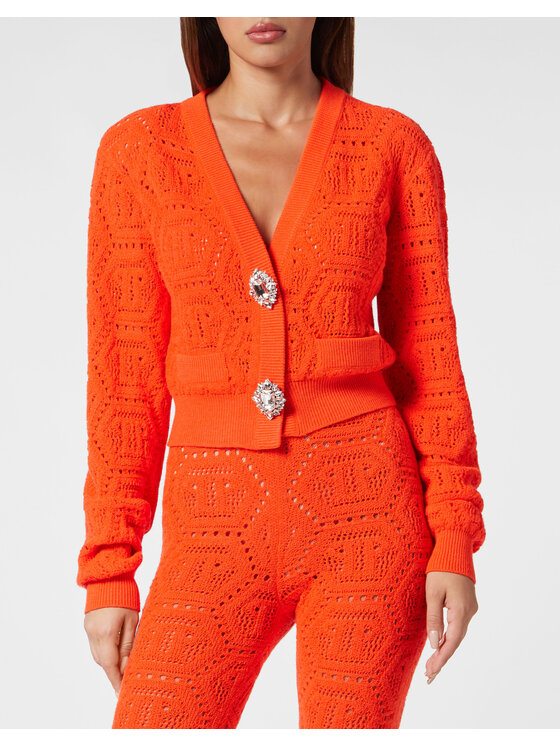 PHILIPP PLEIN PHILIPP PLEIN Kardigan 2291 Pomarańczowy Regular Fit