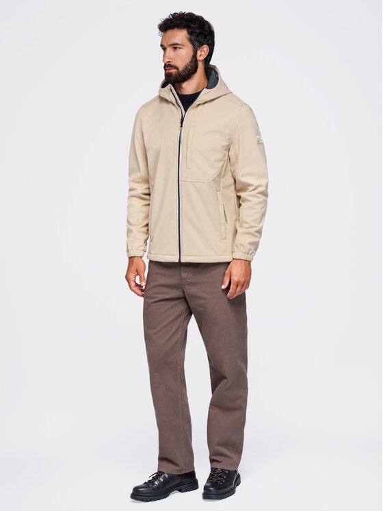 Ombre Ombre Kurtka przejściowa OM-JANP-0292 Beżowy Regular Fit