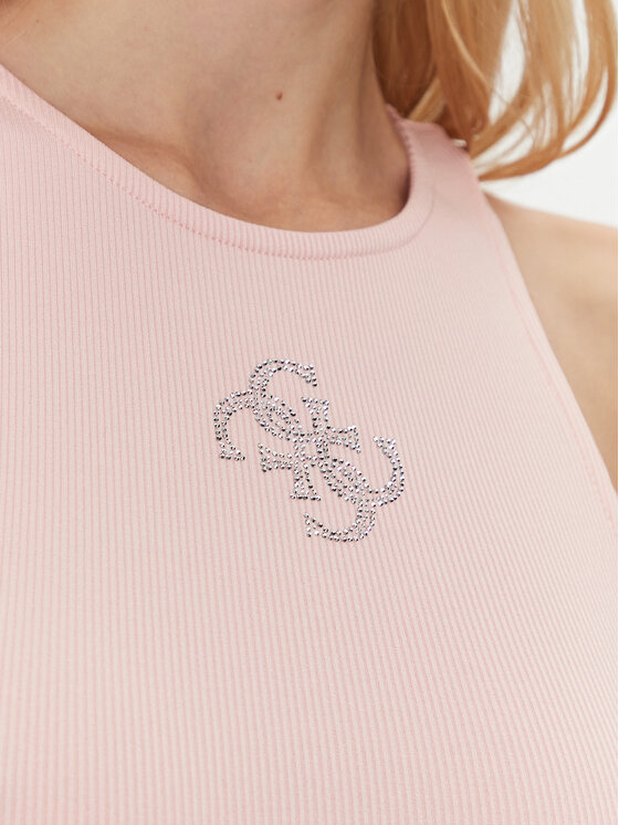 Guess Guess Marškinėliai W5GP57 KCV52 Rožinė Slim Fit