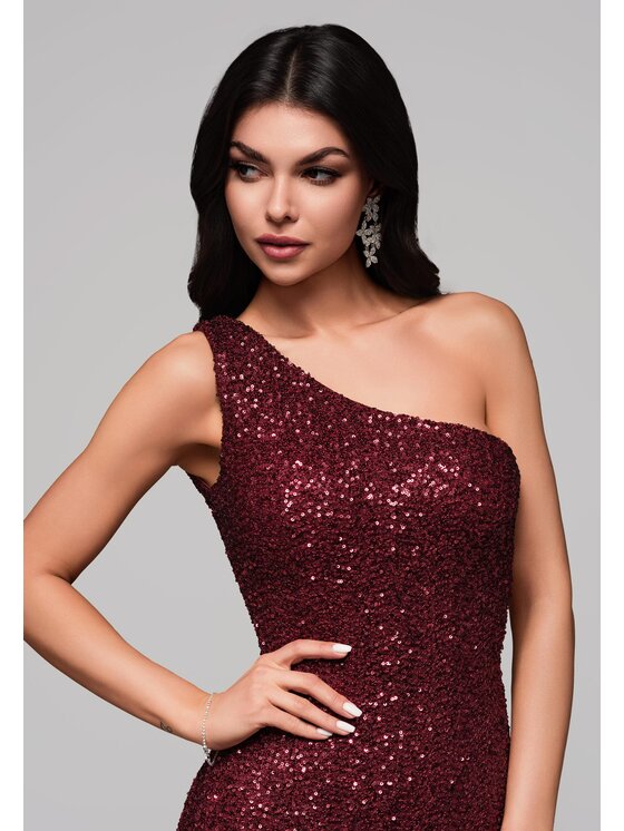Ombre Ombre Sukienka wieczorowa LA-OM-DLR142 Bordowy Regular Fit