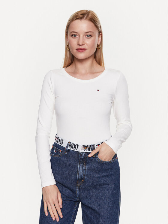 Tommy Hilfiger Tommy Hilfiger Bluză WW0WW38869 Alb Slim Fit