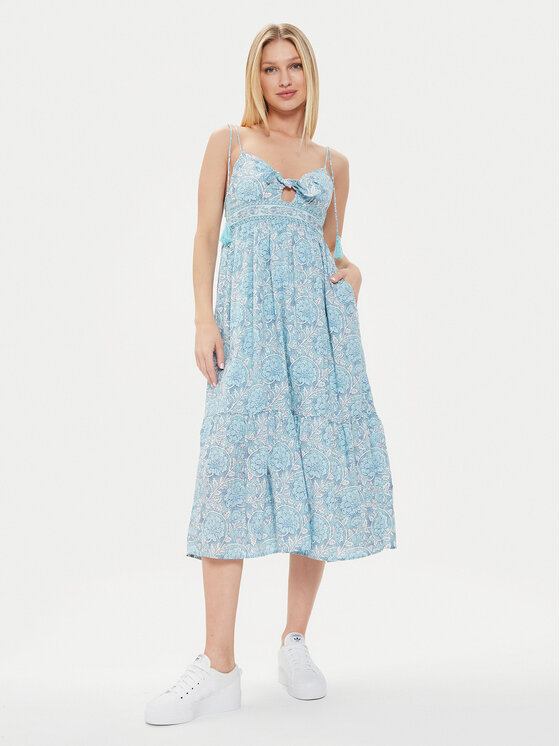 Pepe Jeans Pepe Jeans Poletna obleka Mallory Print PL953533 Modra Regular Fit