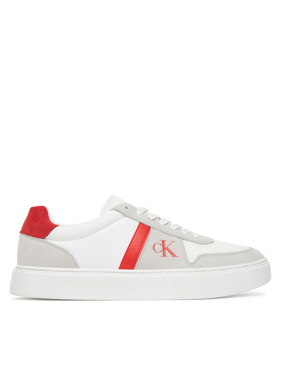 Calvin Klein Calvin Klein Sneakers Mixed Texture Lace Up Cupsole Trainers YM0YM01395 Alb