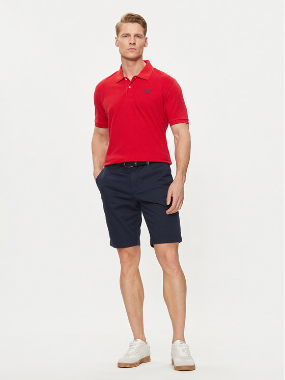 La Martina La Martina Kratke hlače iz tkanine YMB008 TW417 Mornarsko modra Slim Fit